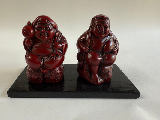 七福神 大黒天・恵比寿 ペア置物 金色 / Seven Lucky Gods Daikokuten & Ebisu Pair Figurine Gold