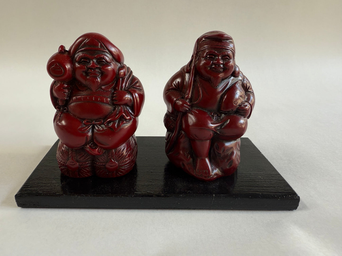 七福神 大黒天・恵比寿 ペア置物 金色 / Seven Lucky Gods Daikokuten & Ebisu Pair Figurine Gold